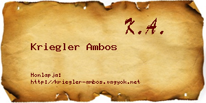 Kriegler Ambos névjegykártya
